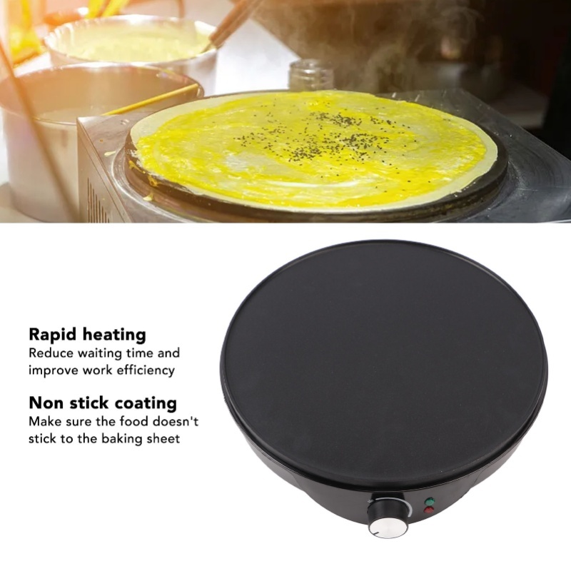Crepe Maker Non Stick - Crêpes-Maker-Grillplatte Antihaftbeschichtet 12 Zoll mit Teigverteiler
